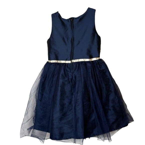 ATUN Girls Embroidered Tutu Dress 6-7 Years Floral Fall Autumn Navy Gold Event - Picture 3 of 5